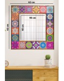 Doğaltaş Ayna 62x62 Cm Ahşap Çerçeveli Traverten Taş Ayna Dekoratif Salon Duvar Konsol Aynası Tablo