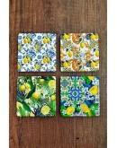Doğaltaş Bardak Altlığı 4'lü Set -10x10x1 Cm Limon Desenler Baskılı - Stone Coasters