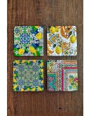 Baskılı Doğaltaş Bardak Altlığı 4'lü Set - Limon Ağacı Baskılı Taş Bardak Altı - Stone Coasters