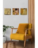 Doğal Taş Duvar Dekoru 20x20cm Tablo - Gustav Klimt Eserleri Baskılı 3'lü Set