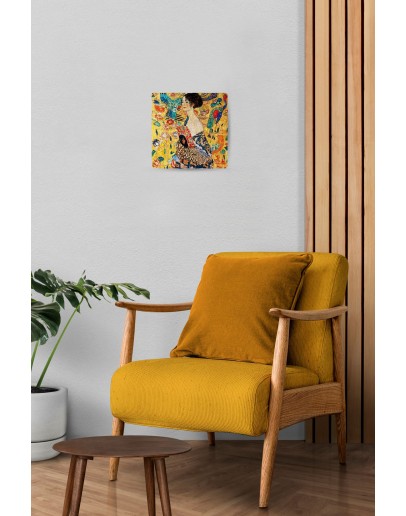 Doğal Taş Duvar Dekoru 20x20cm Tablo - Gustav Klimt Eseri Baskılı Tablo no7