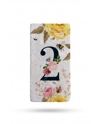 Doğal Taş Kapı Numarası, Uv Baskılı Kapı Numarası 7,5x15cm No:2