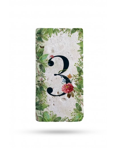 Doğal Taş Kapı Numarası, Uv Baskılı Kapı Numarası 7,5x15cm Desen5 No:3