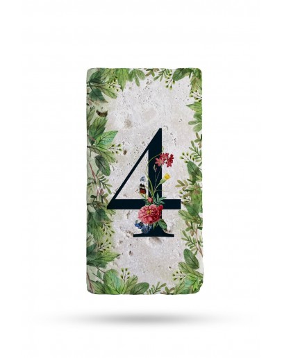 Doğal Taş Kapı Numarası, Uv Baskılı Kapı Numarası 7,5x15cm Desen5 No:4