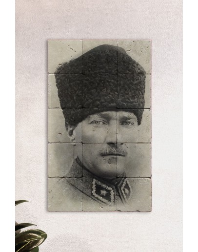 Doğal Taş Atatürk Tablosu, - Duvar Dekoru 30x50cm