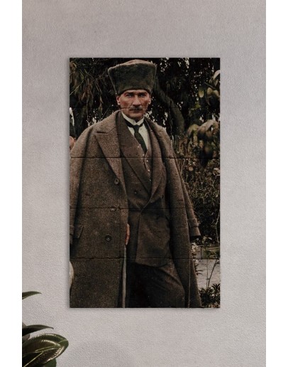 Atatürk Baskılı Doğal Taş Tablo - Duvar Dekoru 30x50cm