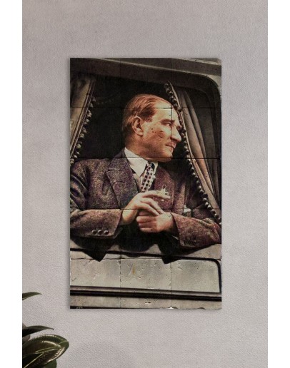 Doğal Taş Atatürk Baskılı Tablo - Duvar Dekoru 30x50cm