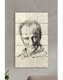 Doğal Taş Tablo - Atatürk Portresi Ve Atatürk Imzalı Tablo - Duvar Dekoru 30x50cm