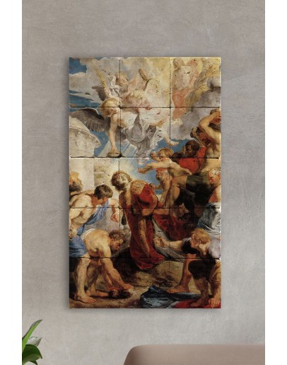 Doğal Taş Tablo - Peter Paul Rubens - The Martyrdom of St Stephen - Duvar Dekoru 30x50cm