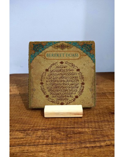 Masa Üstü Taş Tablo - Masa Tablosu 10x10cm - Bereket Duası Baskılı Dekor