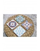 Baskılı Doğal Taş Bardak Altlığı 4'lü Set 10x10x1 Cm