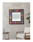 Porto Serisi Dekoratif Doğaltaş Ayna 62x62 Cm Ahşap Çerçeveli