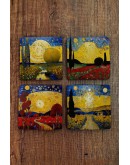 Doğal Taş Bardak Altlığı 4'lü Set 10x10x1 cm Yapay Zeka Desenleri -Stone Coasters