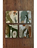 Modern Tasarım ve Kadın Temalı Doğal Taş Bardak Altlığı - Stone Coasters