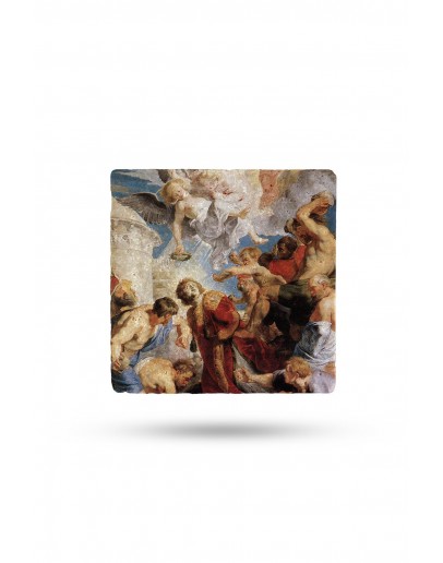 Doğaltaş Bardak Altlığı Mitoloji Tema Baskılı 10x10cm %100 Traverten Doğal Taş