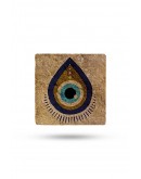 Doğaltaş Bardak Altlığı 10x10x1cm - Nazar Boncuğu Baskılı Tekli - Stone Coasters