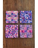 Doğal Taş Bardak Altlığı - Mor DesenlerBaskılı 10x10cm Stone Coasters