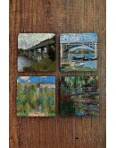 Doğal Taş Bardak Altlığı - Claude Monet Eserleri Baskılı 10x10cm Stone Coasters
