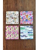 Doğal Taş Bardak Altlığı - Renkli Desenler Baskılı 10x10cm Stone Coasters