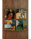 Doğal Taş Bardak Altlığı - Paul Gaugin Eserleri Baskılı 10x10cm Stone Coasters