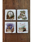 Doğal Taş Bardak Altlığı - Doğa & Kitap Temalı Stone Coasters