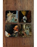 Doğal Taş Bardak Altlığı - Osman Hamdi Bey Eserleri Baskılı 10x10cm Stone Coasters