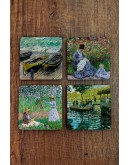 Doğal Taş Bardak Altlığı - Claude Monet Eserleri Baskılı 10x10cm Stone Coasters