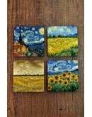 Doğal Taş Bardak Altlığı - Van Gogh AI Eserleri Baskılı 10x10cm Yapay Zeka Stone Coasters 479