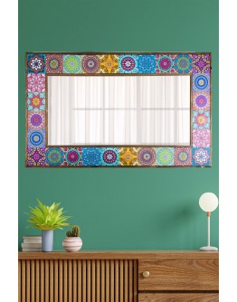 Doğal Taş Dekoratif Ayna 62x102 Cm - Salon Duvar Konsol Boy Aynası