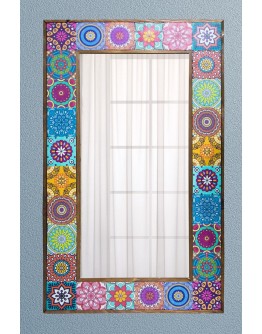 Doğal Taş Dekoratif Ayna 62x102 Cm - Salon Duvar Konsol Boy Aynası