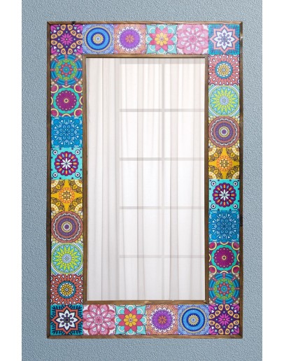 Doğal Taş Dekoratif Ayna 62x102 Cm - Salon Duvar Konsol Boy Aynası