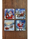 Doğal Taş Bardak Altlığı - Noel Bana- Yeni Yıl Baskılı 10x10cm Stone Coasters 489