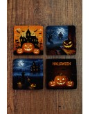 Doğal Taş Bardak Altlığı - Hallowen Baskılı 10x10cm Stone Coasters 488