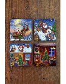 Doğal Taş Bardak Altlığı - Mery Christmast Baskılı 10x10cm Yeni Yıl noel Stone Coasters 494