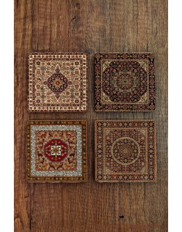 Doğal Taş Bardak Altlığı - Halı, Kilim Desen Baskılı Bardak Altlığı 10x10cm Ai Stone Coasters 569