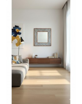 Doğal Taş Dekoratif Ayna 62x62 Cm Ahşap Çerçeveli