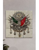 Doğal Taş Tablo Osmanlı Arması - Duvar Dekoru, Salon Tablosu 30x30cm