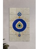 Doğal Taş Tablo Nazar Boncuğu Tablo, - Duvar Dekoru, Salon Tablosu 30x50cm Nazar Boncuğu