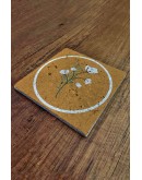Doğal Taş Nihale 15x15cm Turuncu Zemin Çiçek Baskılı