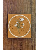 Doğal Taş Nihale 15x15cm Turuncu Zemin Çiçek Baskılı