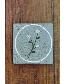Doğal Taş Nihale 15x15cm Mavi Zemin Çiçek Baskılı