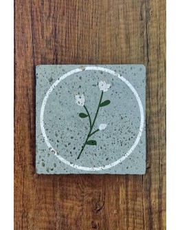 Doğal Taş Nihale 15x15cm Mavi Zemin Çiçek Baskılı