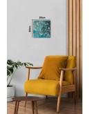 Doğal Taş Duvar Dekoru 20x20cm Tablo - Van Gogh Blossoming Almond Tree Baskılı