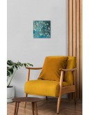Doğal Taş Duvar Dekoru 20x20cm Tablo - Van Gogh Blossoming Almond Tree Baskılı