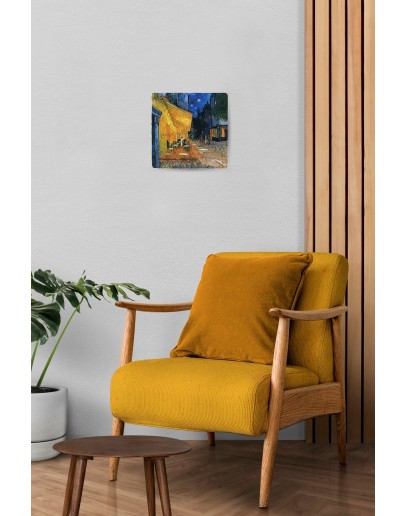 Doğal Taş Duvar Dekoru 20x20cm Tablo - Van Gogh Eseri Baskılı