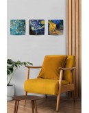 Doğal Taş Duvar Dekoru 20x20cm Tablo - Van Gogh Eserleri Baskılı 3'lü Set