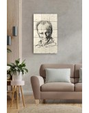 Atatürk Portresi Ve Atatürk Imzalı Tablo - Doğal Taş Tablo -  Duvar Dekoru 30x50cm Tablo t72