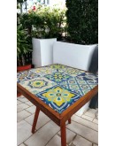 Traverten Taş Doğal Ağaç Sehpa 32x32cm Ceviz Dekoratif Bodrum Taş Sehpa