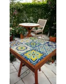 Traverten Taş Doğal Ağaç Sehpa 32x32cm Ceviz Dekoratif Bodrum Taş Sehpa