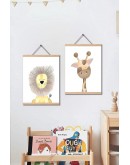 Çocuk, Bebek Odası Deri Tablo Aslan Ve Zürafa - 2'li Set Duvar Dekoru 20x28cm